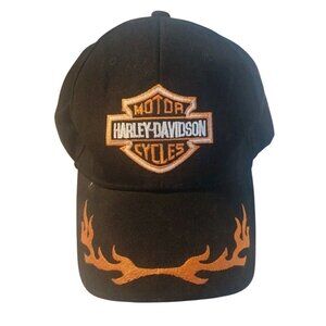 Harley-Davidson Black Cotton Baseball Cap With Flames Outdoor Motorcycle Riding